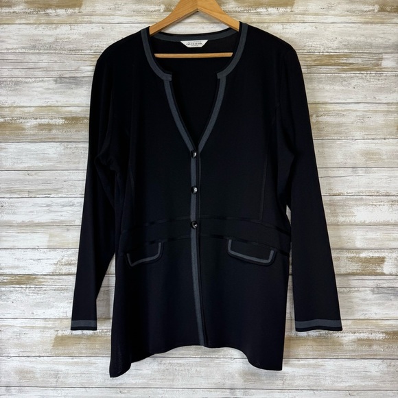 Exclusively Misook Black Longline Button Front Cardigan Women’s Size M/L - Picture 1 of 7